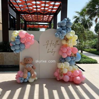 Teddy Bear Pastel Balloon Backdrop