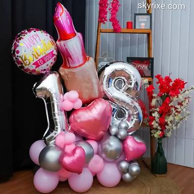 Glam Lipstick Milestone Balloon Stack