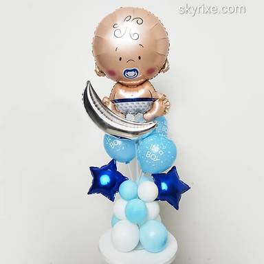 Moonlit Baby Boy Balloon Tower