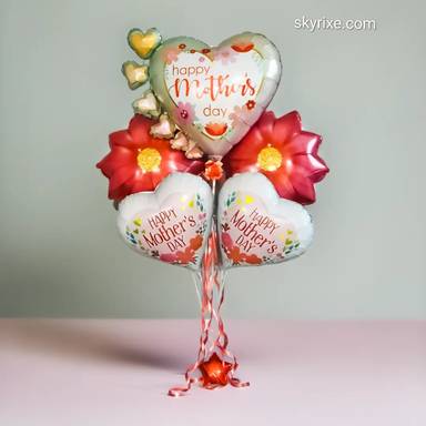 Floral Mothers Day Heart Balloon Bouquet
