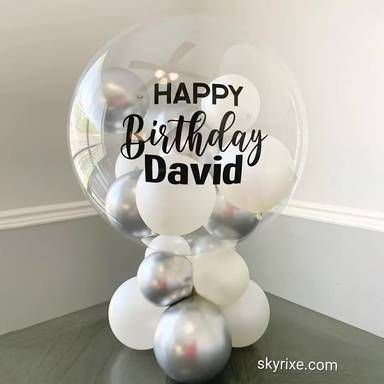 Silver and White Bubble Balloon Stand