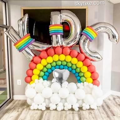 Rainbow Cloud Alphabet Balloon Backdrop