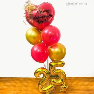 Silver Jubilee Anniversary Balloon Bouquet