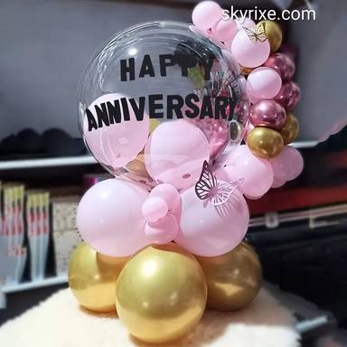 Blush Gold Butterfly Anniversary Bubble