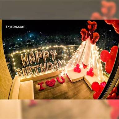 Starlit Balcony Birthday Surprise Setup