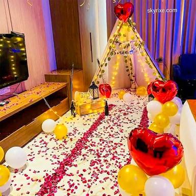 Romantic Cabana canopy with balloon decor