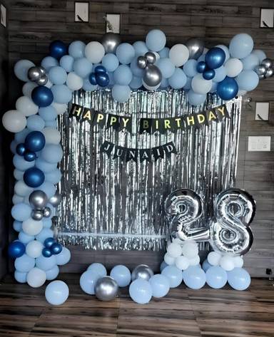 Silver And Blue Luxe Birthday Backdrop