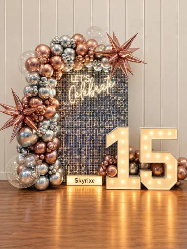 Neon and Sequin Backdrop Decoration