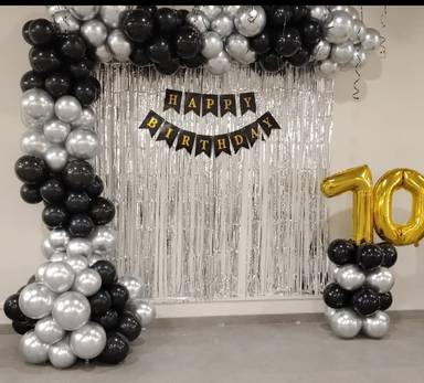 Black And Silver Birthday Backdrop