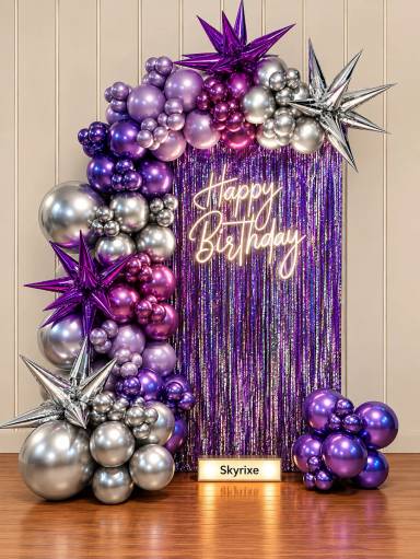 Purple and Silver Birthday Backdrop