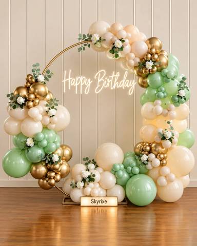 Ring Birthday Backdrop with Flower