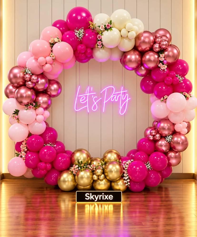 Rose Gold And Pink Party Arch - Image 1