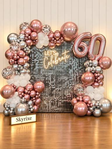 Rose Gold Lets Party Backdrop