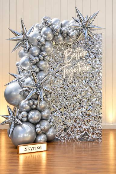 Silver Starburst Balloon Arch