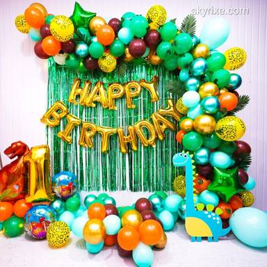 Dinosaur Theme At Home Birthday Decoration