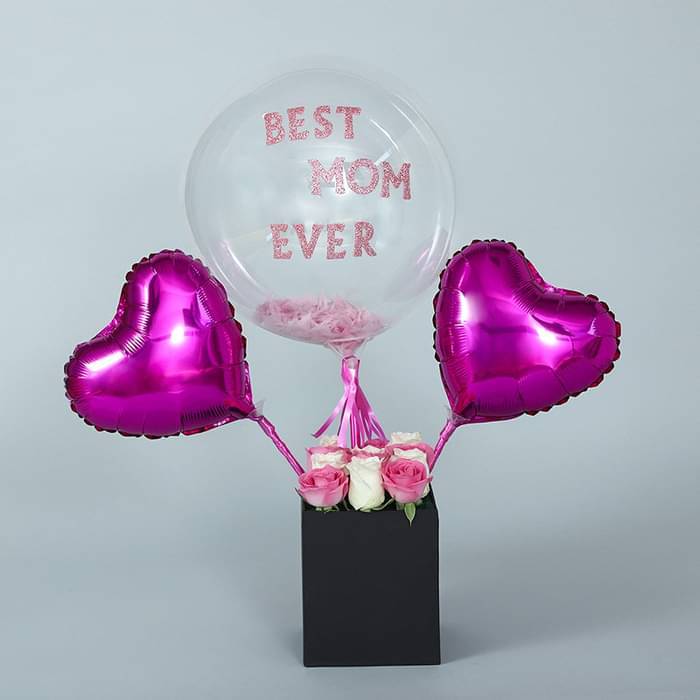 Best Mom Ever Flower And Balloon Arrangement - Image 1