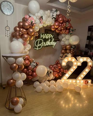 Rose Gold And White Birthday Decor