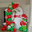 Grinch themed birthday balloon setup - photo 1
