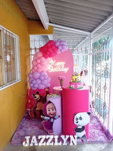 Masha And the Bear Pink Birthday Backdrop