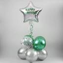 Silver And Green Starry Birthday Balloon Arrangement - photo 1