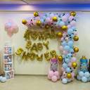 L Shape Pastel And Gold Baby Shower Balloon Decor - photo 1