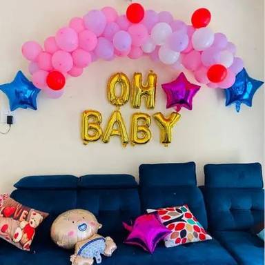 Simple And Cute Oh Baby Balloon Backdrop