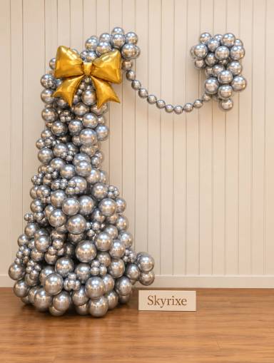 Silver Balloon Bow Decor Balloon Decoration