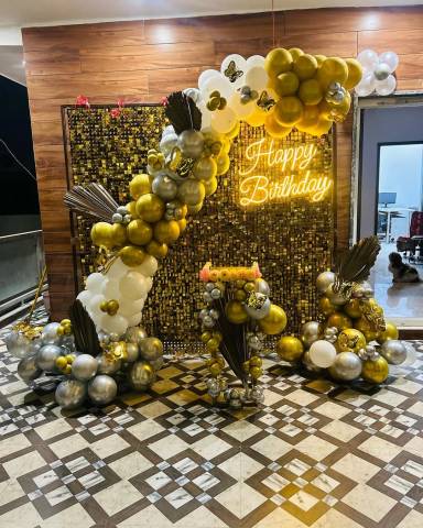 Luxurious Gold And Silver Balloon Arch