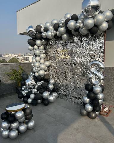 Luxury Black And Silver Birthday Backdrop