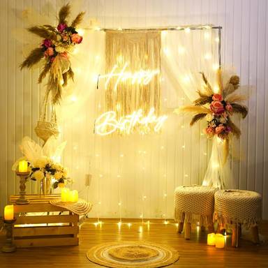 Boho Glow Birthday Backdrop