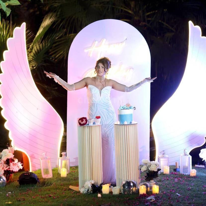 Heavenly Glow Angel Wings Birthday Setup - Image 1