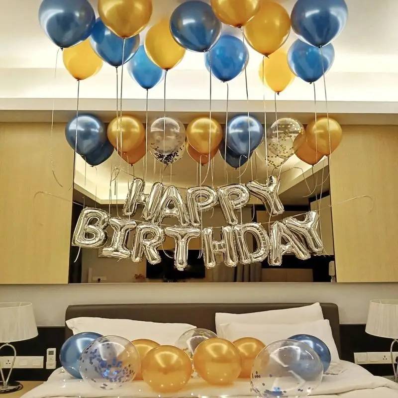 Elegant Golden And Blue Birthday Surprise - Image 1