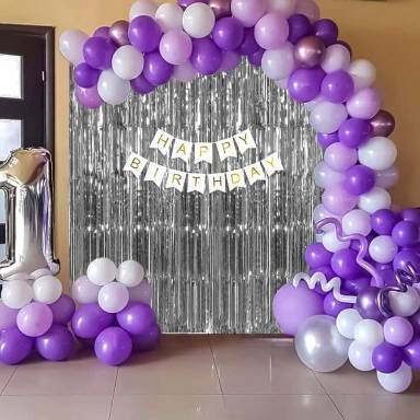 Purple Sparkle Birthday Arch with Foil Backdrop