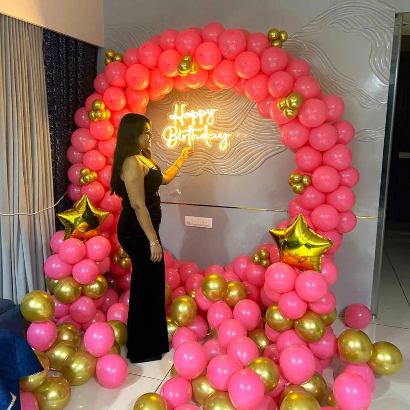 Golden Glam Pink Ring Birthday Decor - Image 1