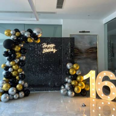 Black And Gold Luxe Sequin Birthday Setup