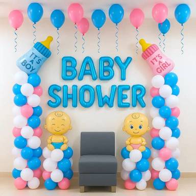 Blue And Pink Baby Shower Welcome Decor