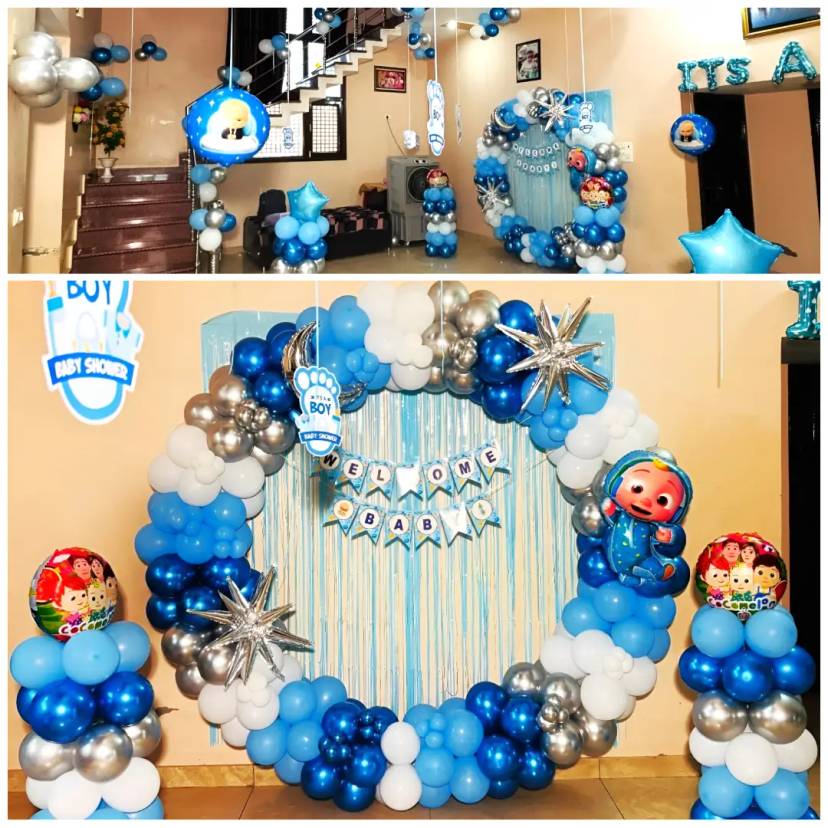Blue and Silver Balloon Ring Setup - Image 1
