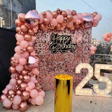 Elegant Rose Gold 25th Birthday Setup