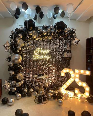Luxe Black And Silver Birthday Backdrop