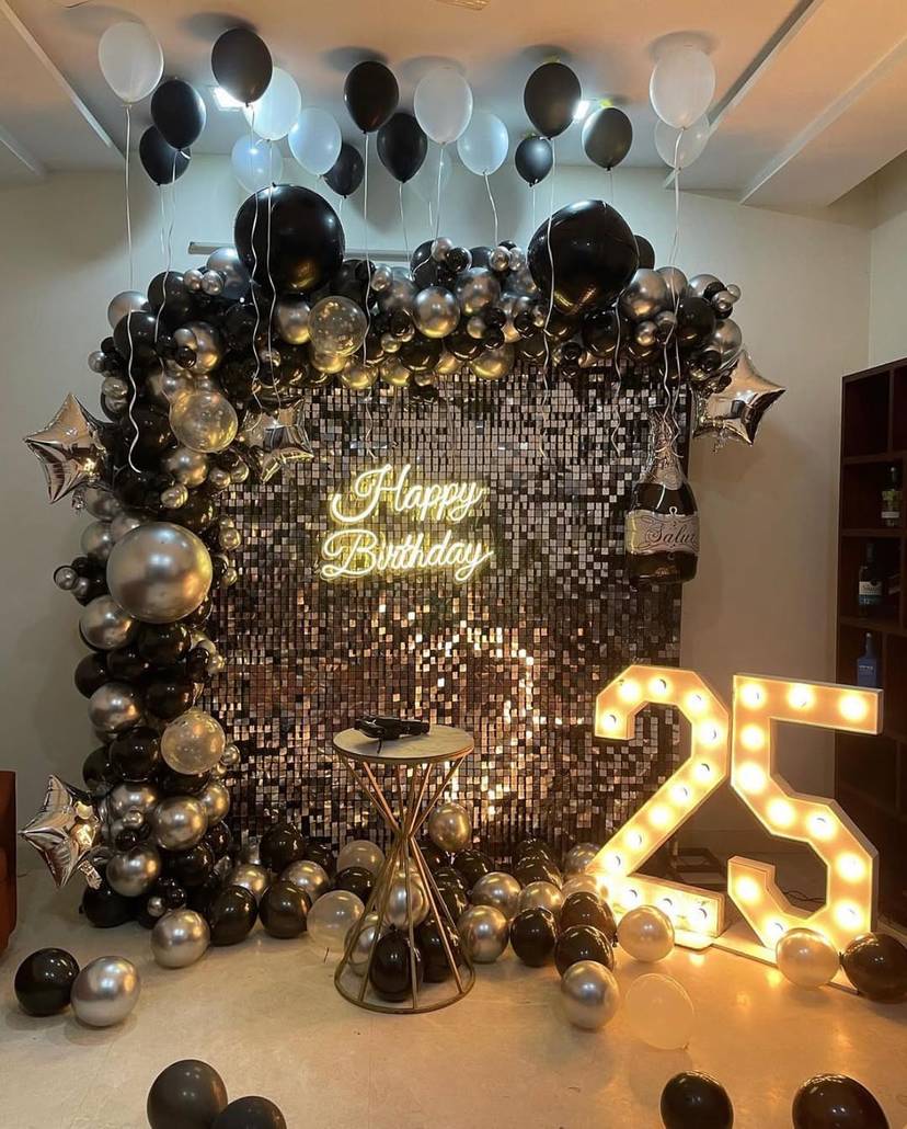 Luxe Black And Silver Birthday Backdrop - Image 1