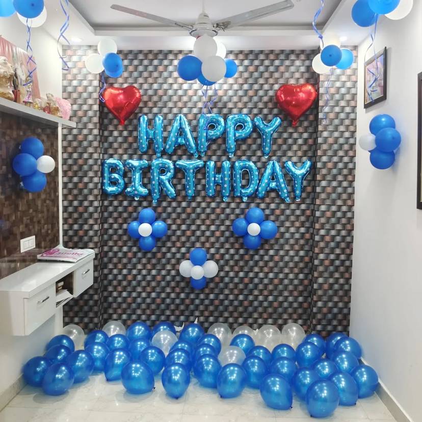 Royal Blue And White Birthday Decoration - Image 1