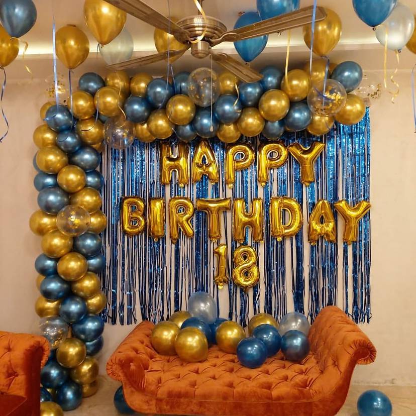 Royal Blue And Gold Birthday Balloon - Image 1