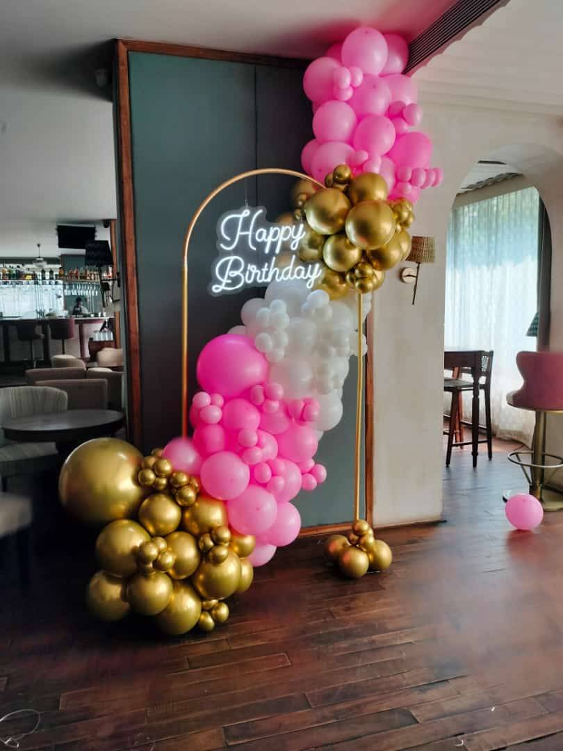 Gold And Pink Birthday Backdrop - Image 1