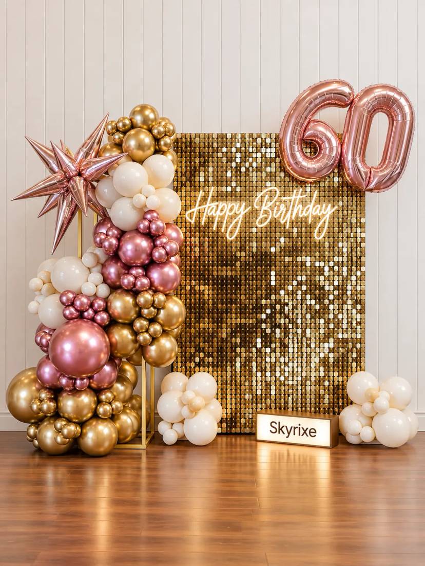60th Birthday Sequins Backdrop - Image 1