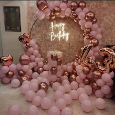 Blush And Rose Gold Birthday Balloon Elegance