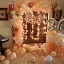 Peach And Gold Birthday Backdrop Decor - photo 1