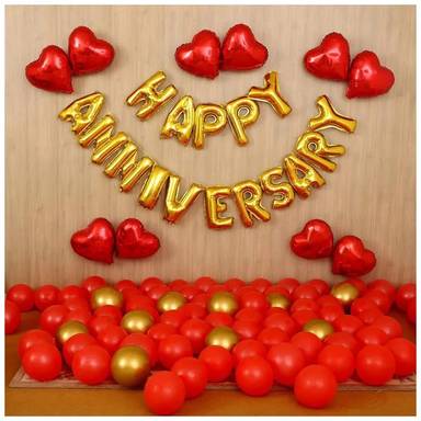 Bold Red Anniversary Balloon Decor