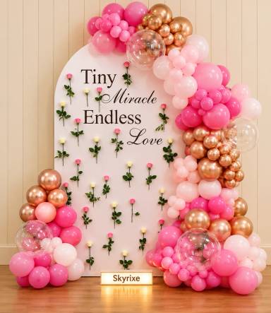 Birthday Backdrop with Flower Decoration