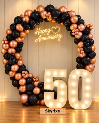 Black And Gold Anniversary Backdrop
