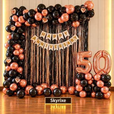 Black and Rose Gold 50th Anniversary Backdrop